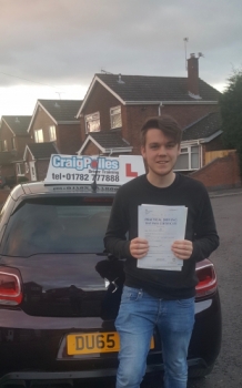 A big congratulations to James Moorehouse, who has passed his driving test today at Cobridge Driving Test Centre, at his First attempt and with just 1 driver fault.<br />
<br />
Well done James - safe driving from all at Craig Polles Instructor Training and Driving School. 🚗😀