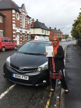 A big congratulations to Tanveez Akhtar, who has passed her driving test today at Cobridge Driving Test Centre,<br />
with 6 driver faults.<br />
Well done Tanveez-safe driving from all at Craig Polles Instructor Training and Driving School. 🙂<br />
Instructor-Saiqa Nawaz