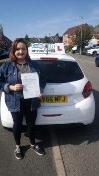 A big congratulations to Georgia Swift, who has passed her driving test today, at Cobridge Driving Test Centre.<br />
First attempt and with just 6 driver faults.<br />
Well done Georgia- safe driving from all at Craig Polles Instructor Training and Driving School. 😀🚗<br />
Instructor-Dave Wilshaw.