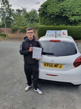 A big congratulations to Kerian Tait. Kerian passed his driving test today at Cobridge Driving Test Centre. First attempt and with 0 driver faults.<br />
Well done Kerian- safe driving from all at Craig Polles Instructor Training and Driving School. 🙂🚗<br />
Instructor-Dave Wilshaw