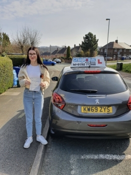 A big congratulations to Lauren Bellicose. Lauren passed her driving test today at Cobridge Driving Test Centre with just 6 driver faults.<br />
Well done Lauren- safe driving from all at Craig Polles Instructor Training and Driving School. 🙂🚗<br />
Driving instructor-Dave Wilshaw