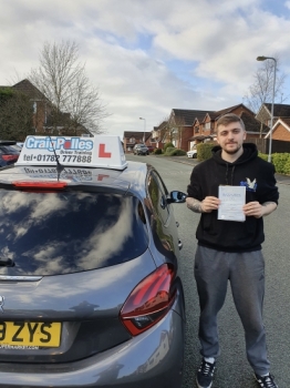 A big congratulations to Jack Horwell.🥳 <br />
Jack passed his driving test today at Cobridge Driving Test Centre, with just 2 driver faults.<br />
Well done Jack - safe driving from all at Craig Polles Instructor Training and Driving School. 🙂🚗<br />
Driving instructor-Dave Wilsahw