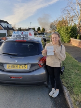 A big congratulations to Megan Brown .🥳 <br />
Megan passed her driving test today at Cobridge Driving Test Centre, with just 1 driver fault. <br />
Well done Megan safe driving from all at Craig Polles Instructor Training and Driving School. 🙂🚗<br />
Driving instructor-Dave Wilshaw