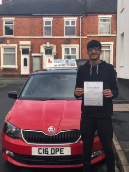 A big congratulations to Arsalan, who has passed his driving test today, at Cobridge Driving Test Centre.<br />
First attempt and with just 1 driver fault.<br />
Well done Arsalan- safe driving from all at Craig Polles Instructor Training and Driving School. 😀🚗<br />
Instructor-Stephen Cope
