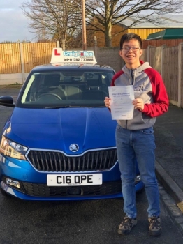 A big congratulations to Matthew Chau, who has passed his driving test toady at Cobridge Driving Test Centre.<br />
First attempt and with just 4 driver fault.<br />
Well done Matthew - safe driving from all at Craig Polles Instructor Training and Driving School. :)<br />
Instructor-Stephen Cope