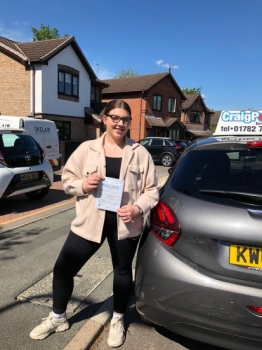A big congratulations to Georgea Morris. Georgea passed her driving test at Cobridge Driving Test Centre. First attempt with just 2 driver faults. <br />
Well done Georgea- safe driving from all at Craig Polles Instructor Training and Driving School. 🙂🚗<br />
Driving instructor-Dave Wilshaw