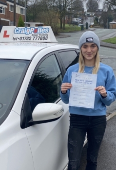 A big congratulations to Emily Butler. Emily passed her driving test today at Newcastle Driving Test Centre. First attempt and with just 4 driver faults.<br />
Well done Emily- safe driving from all at Craig Polles Instructor Training and Driving School. 🙂🚗<br />
Driving instructor-Gareth Butler