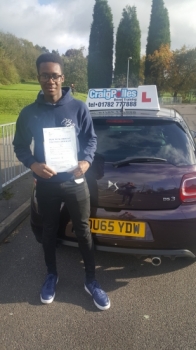 A big congratulations to Lamar Mingo Lamar passed his driving test at Cobridge Driving Test Centre first time and with just 3 driver faults<br />
<br />
Well done Lamar - safe driving from all at Craig Polles instructor training and driving school 🚗😀
