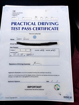 A big congratulations to Sidra Fatima, who has passed her driving test today at Cobridge Driving Test Centre, with 6 driver faults.<br />
Well done Sidra- safe driving from all at Craig Polles Instructor Training and Driving School. 🚗😀<br />
Instructor-Saiqa Nawaz