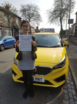 A big congratulations to Uzma Afzal, who has passed her driving test today at Cobridge Driving Test Centre, on her First attempt and with just 4 driver faults.<br />
Well done Uzma- safe driving from all at Craig Polles Instructor Training and Driving School. 🙂🚗<br />
Instructor-Paul Lees
