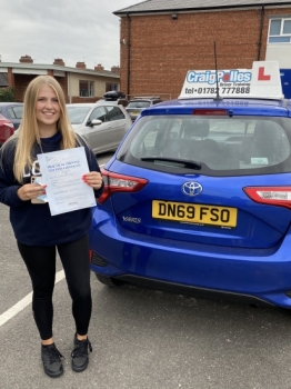A big congratulations to Issy Edwards. Issy passed her driving test today at Newcastle Driving Test Centre. First attempt and with just 4 driver faults.<br />
Well done Issy- safe driving from all at Craig Polles Instructor Training and Driving School. 🙂🚗<br />
Driving instructor-Sara Skelson