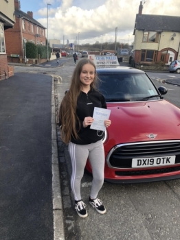 A big congratulations to Bethany Dimelow. Bethany passed her driving test at Cobridge Driving Test Centre. First attempt and with just 2 driver faults.<br />
Well done Bethany- safe driving from all at Craig Polles Instructor Training and Driving School. 🙂🚗<br />
Driving instructor-Mark Ashley