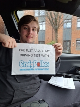 A big congratulations to Jacob Swift.🥳<br />
Jacob passed his driving test today at Cobridge Driving Test Centre. First attempt and with just 4 driver faults.<br />
Well done Jacob safe driving from all at Craig Polles Instructor Training and Driving School. 🙂🚗<br />
Driving instructor-Bradley Peach