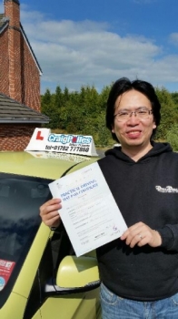 Congratulations to Song Ye for passing his driving test today<br />
<br />
Well done Song safe driving