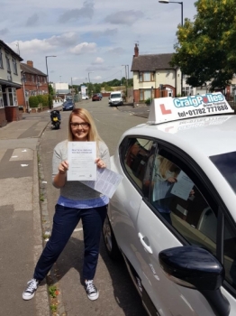 A big congratulations to Stacey, who has passed her driving test today at Cobridge Driving Test Centre, with just 3 driver faults.<br />
Well done Stacey- safe driving from all at Craig Polles Instructor Training and Driving School. 🙂<br />
Instructor-Greg Tatler