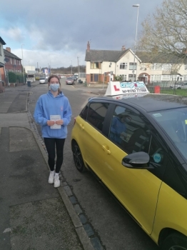 A big congratulations to Niamh Goddard. Niamh passed her driving test today at Cobridge Driving Test Centre. First attempt and with 6 driver fault.<br />
Well done Niamh- safe driving from all at Craig Polles Instructor Training and Driving School. 🙂🚗<br />
Driving instructor-Bradley Peach