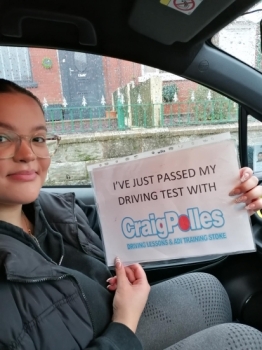 A big congratulations to Amber Brautigam-Fox.🥳 <br />
Jenny passed her driving test today at Cobridge Driving Test Centre, with 8 driver faults.<br />
Well done Amber - safe driving from all at Craig Polles Instructor Training and Driving School.🙂🚗<br />
Driving instructor-Bradley Peach